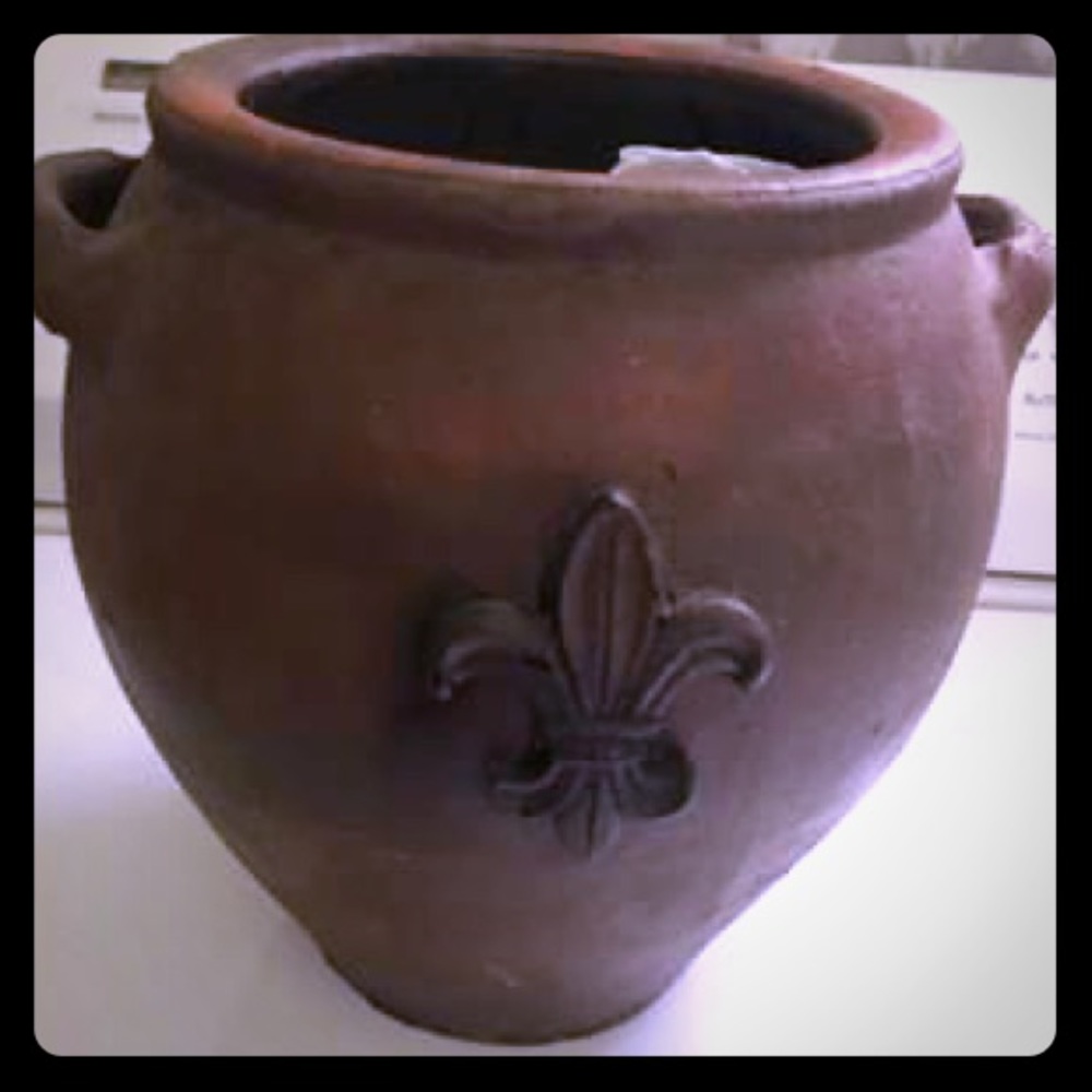 Fleur de Lis Ceramic Vase with Grapes
